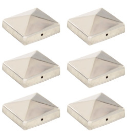 Bouchons de poteau de clôture pyramidaux 6 pcs Inox 81x81 mm