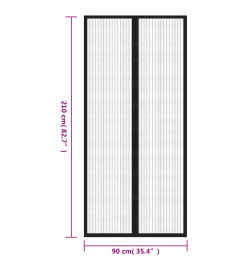 Rideaux de porte anti-insectes 2 pcs avec aimants noir 210x90cm