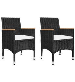 Ensemble de bistro de jardin 3pcs Résine tressée et acacia Noir