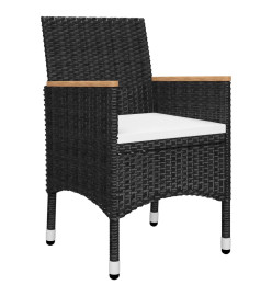 Ensemble de bistro de jardin 3pcs Résine tressée et acacia Noir