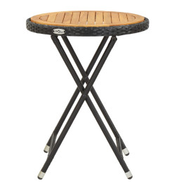 Ensemble de bistro de jardin 3pcs Résine tressée et acacia Noir