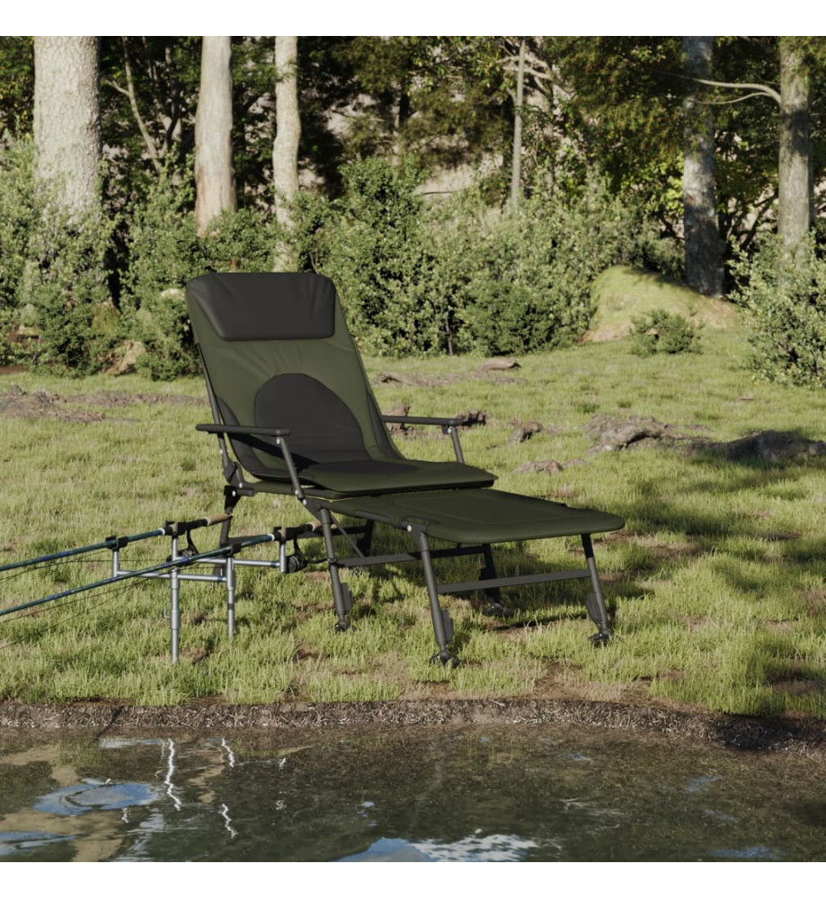 Chaise longue de pêche avec pieds à boue réglables pliable vert Chaise longue de pêche avec pieds à boue réglables pliable vert