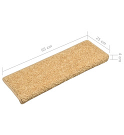 Tapis d'escalier 15 pcs 65x21x4 cm Beige