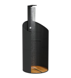 Douche d'extérieur noir 100x100x241,5 cm poly rotin bois acacia