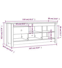 Armoire à chaussures 110x38x45,5 cm Bois de pin massif