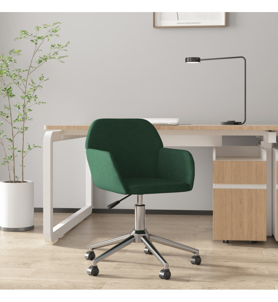 Chaise pivotante de bureau Vert foncé Tissu