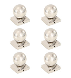 Bouchons de poteau 6 pcs Globe final Acier inoxydable 91x91 mm