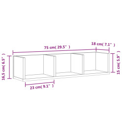 Armoire murale chêne fumé 75x18x16,5 cm bois d'ingénierie