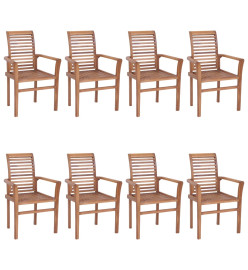 Chaises à dîner 8pcs avec coussins vert vif Bois de teck solide