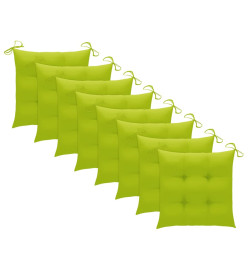 Chaises à dîner 8pcs avec coussins vert vif Bois de teck solide