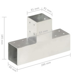 Connecteur de poteau Forme en T Métal galvanisé 81x81 mm