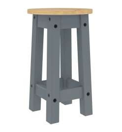 Tabourets de bar lot de 2 gris bois massif de pin