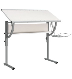 Bureau d'artisanat blanc et gris 110x53x(58-87) cm