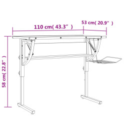 Bureau d'artisanat blanc et gris 110x53x(58-87) cm