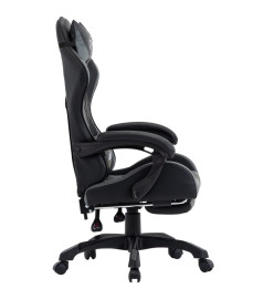 Fauteuil de jeux vidéo avec repose-pied Gris et noir Similicuir