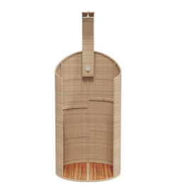 Douche d'extérieur beige 100x100x241,5cm poly rotin bois acacia