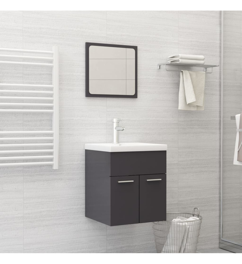 Ensemble de meubles de salle de bain Gris brillant Aggloméré