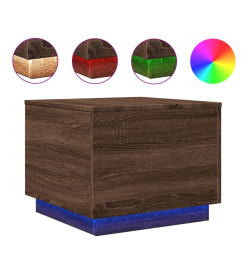 Table basse avec lumières LED chêne marron 50x50x40 cm
