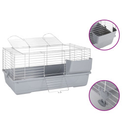 Cage pour petits animaux gris 80x45x39 cm PP et métal