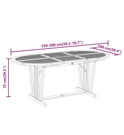 Table de jardin 200x100x75 cm Bois d'eucalyptus solide