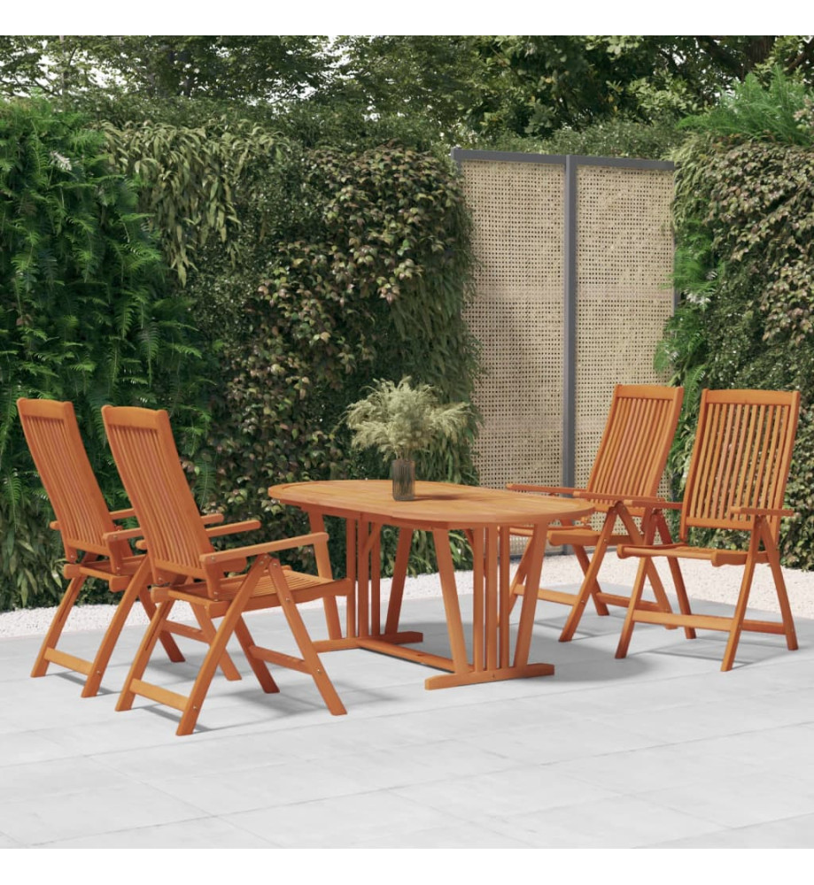 Ensemble à dîner de jardin 5 pcs Bois d'eucalyptus massif