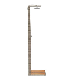 Douche d'extérieur gris 50x55x224 cm résine tressée bois acacia