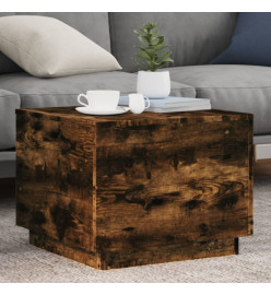 Table basse avec lumières LED chêne fumé 50x50x40 cm