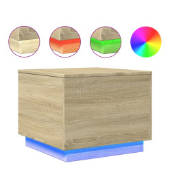 Table basse avec lumières LED chêne sonoma 50x50x40 cm