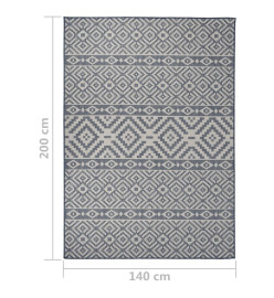 Tapis à tissage plat d'extérieur 140x200 cm Rayures bleues