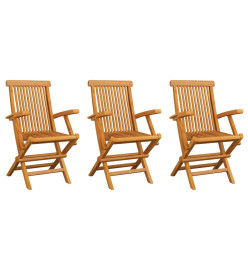 Chaises de jardin avec coussins rouge 3 pcs Bois de teck massif