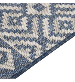 Tapis à tissage plat d'extérieur 80x250 cm Rayures bleues