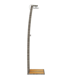 Douche d'extérieur gris 55x60x224 cm résine tressée bois acacia