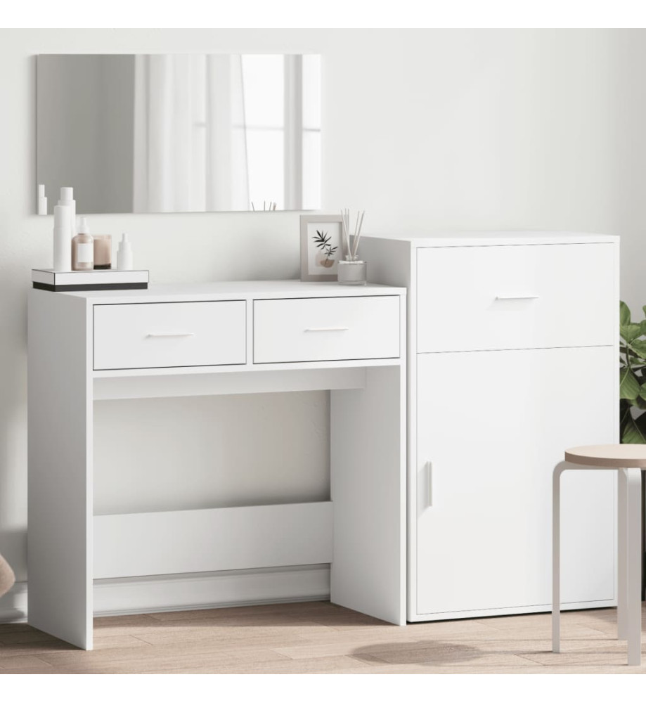 Ensemble de coiffeuse 3 pcs blanc bois d'ingénierie