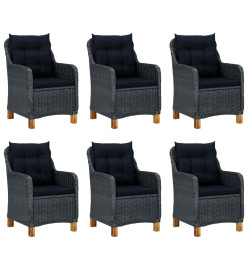 Mobilier à dîner 7 pcs avec coussins Résine tressée Gris foncé