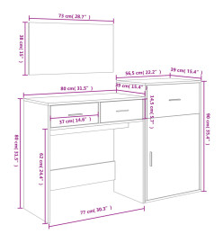 Ensemble de coiffeuse 3 pcs chêne sonoma bois d'ingénierie