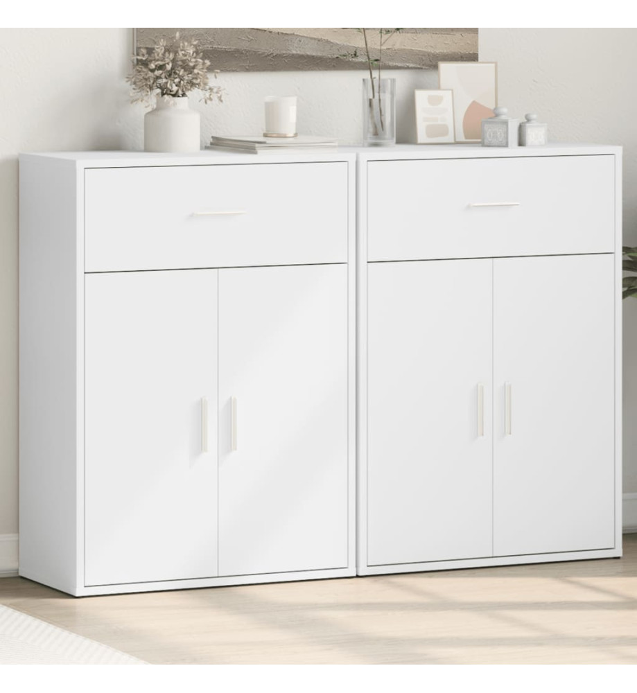 Buffets 2 pcs blanc 60x30x84 cm bois d'ingénierie Buffets 2 pcs blanc 60x30x84 cm bois d'ingénierie