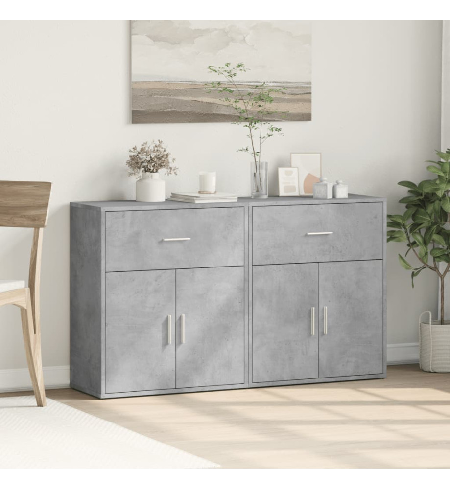 Buffets 2 pcs gris béton 60x31x70 cm bois d'ingénierie Buffets 2 pcs gris béton 60x31x70 cm bois d'ingénierie