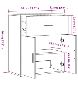 Buffets 2 pcs gris béton 60x31x70 cm bois d'ingénierie