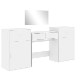 Ensemble de coiffeuse 4 pcs blanc bois d'ingénierie