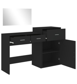 Ensemble de coiffeuse 3 pcs noir bois d'ingénierie