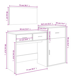 Ensemble de coiffeuse 3 pcs noir bois d'ingénierie