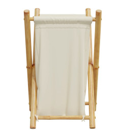 Panier à linge blanc crème 41,5x36x63,5 cm bambou