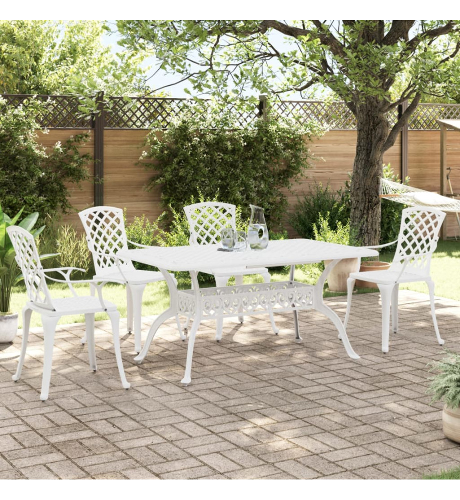 Ensemble à manger de jardin 5 pcs blanc aluminium coulé Ensemble à manger de jardin 5 pcs blanc aluminium coulé