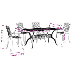 Ensemble à manger de jardin 5 pcs blanc aluminium coulé