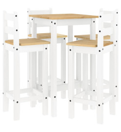 Ensemble de bar 5 pcs Blanc Bois de pin massif