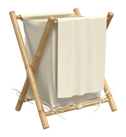 Panier à linge blanc crème 45x55x63,5 cm bambou