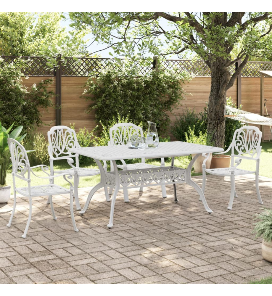 Ensemble à manger de jardin 5 pcs blanc aluminium coulé Ensemble à manger de jardin 5 pcs blanc aluminium coulé
