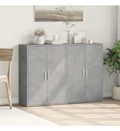 Buffets 2 pcs gris béton 60x31x84 cm bois d'ingénierie