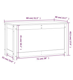 Boîte de rangement Noir 80x40x45,5 cm Bois massif de pin