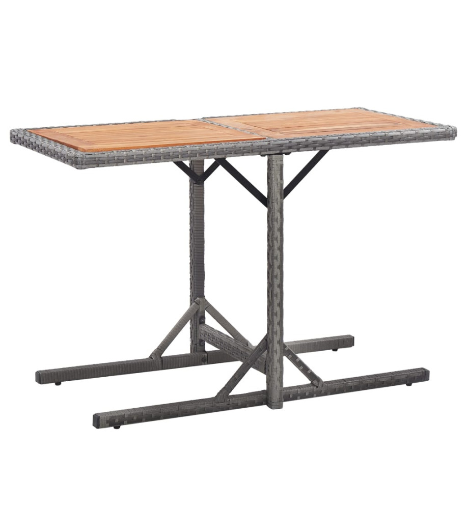 Table de jardin Anthracite Résine tressée et bois d'acacia